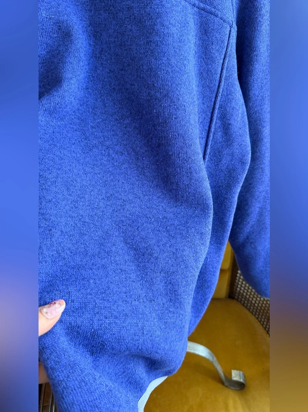 LL Bean Sweater Fleece Pullover Royal Blue Snap Gorpcore Misses L REG